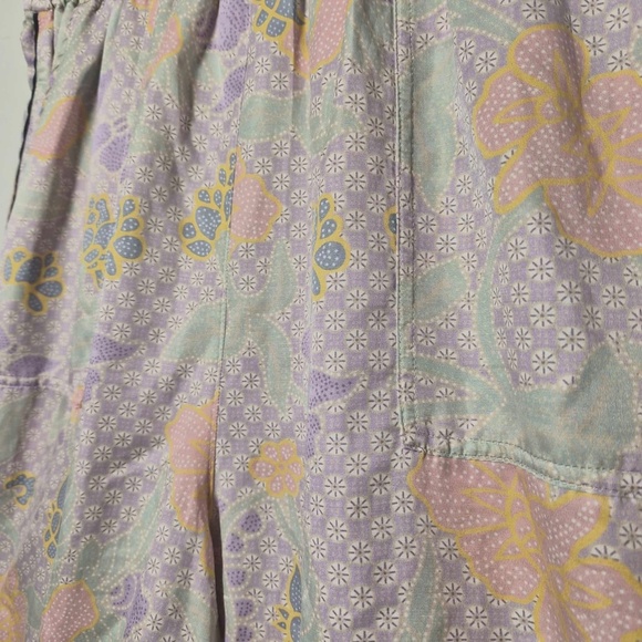Raquel Allegra Geometric Floral Lavendar Cotton Silk Blend Lounging Trousers L - Picture 2 of 5